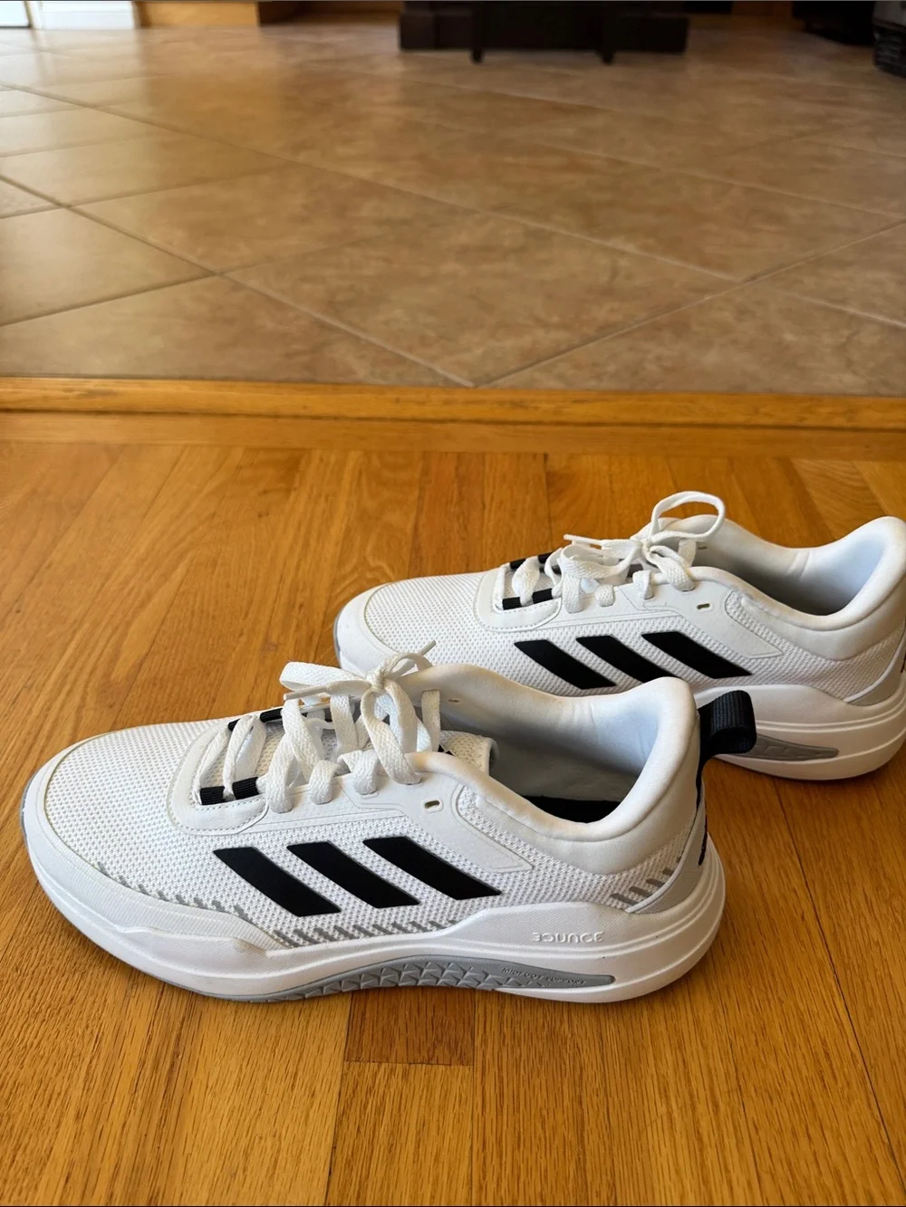 adidas White and Black Mesh Running Shoes